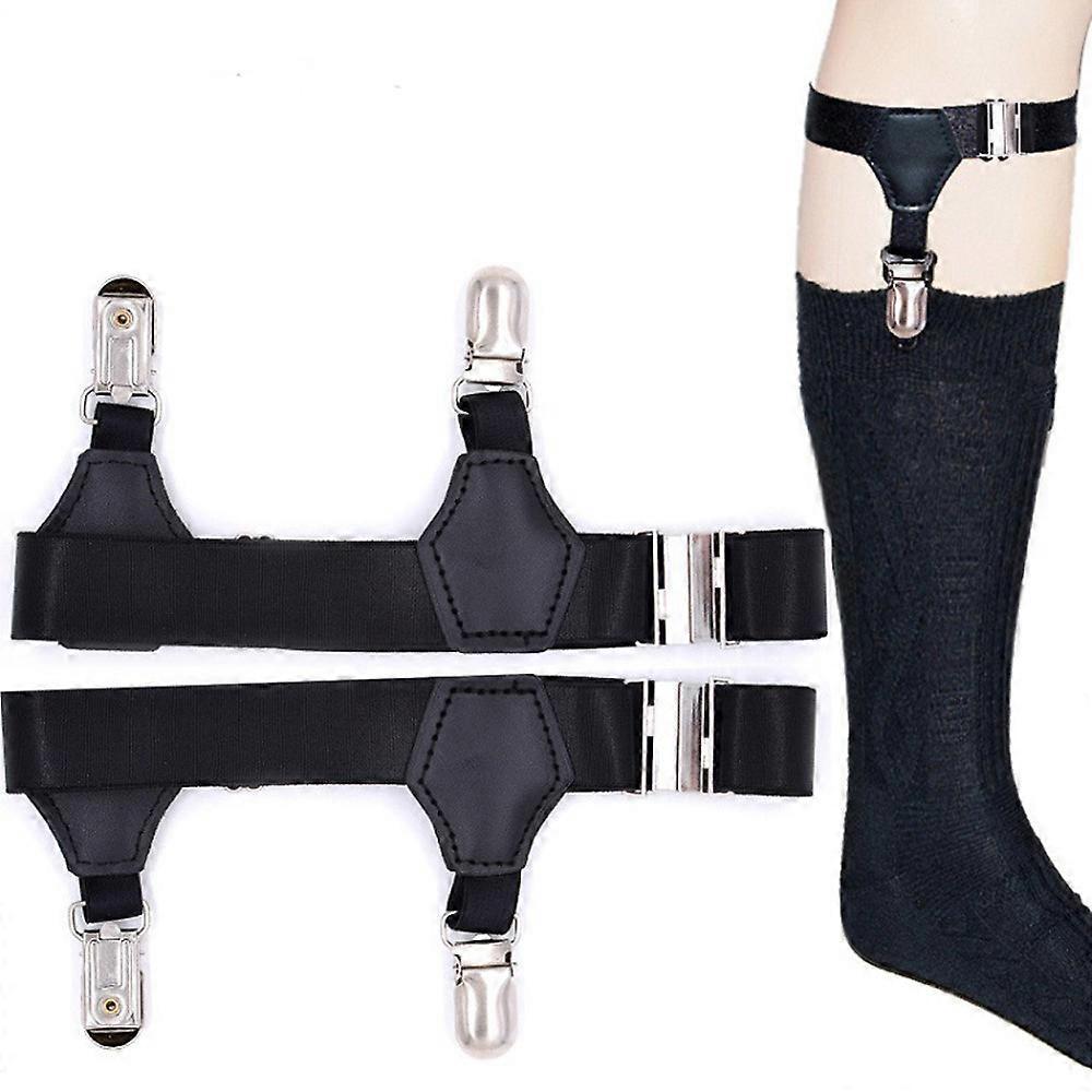 Shanxi Shuishuidiansan Trading 2 Pcs Adjustable Elastic Sock Garters Metal Clips Sock Suspenders Holders