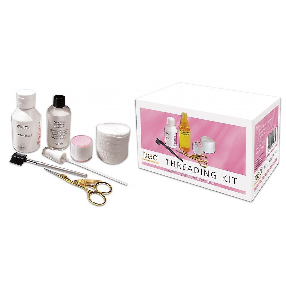 DEO Threading Kit with Treatment Oil / Pads & Scissors - 100% Natural