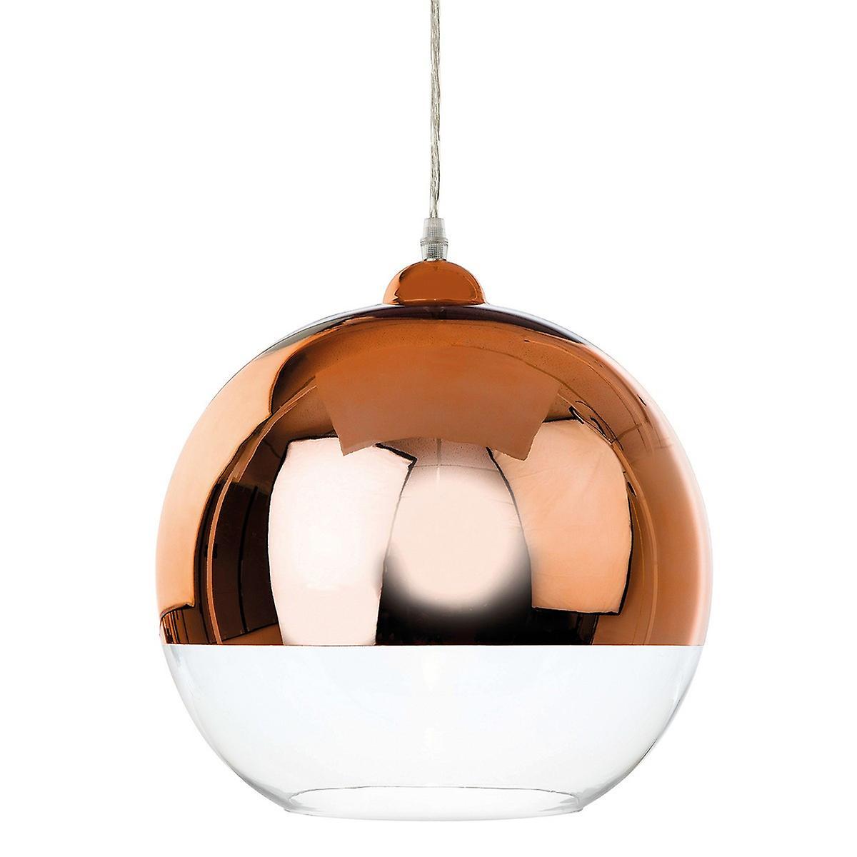 Club 1 Light Globe Ceiling Pendant Copper And Clear Glass E27