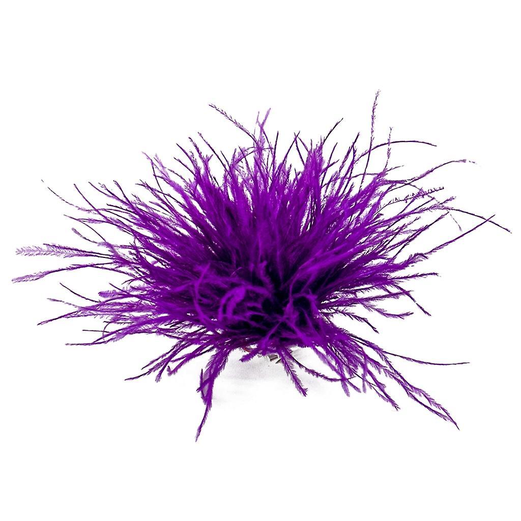 unbrand Dress Accessories Ostrich Feather Material Corsage Pin Feather Lapel Pins Dark Purple