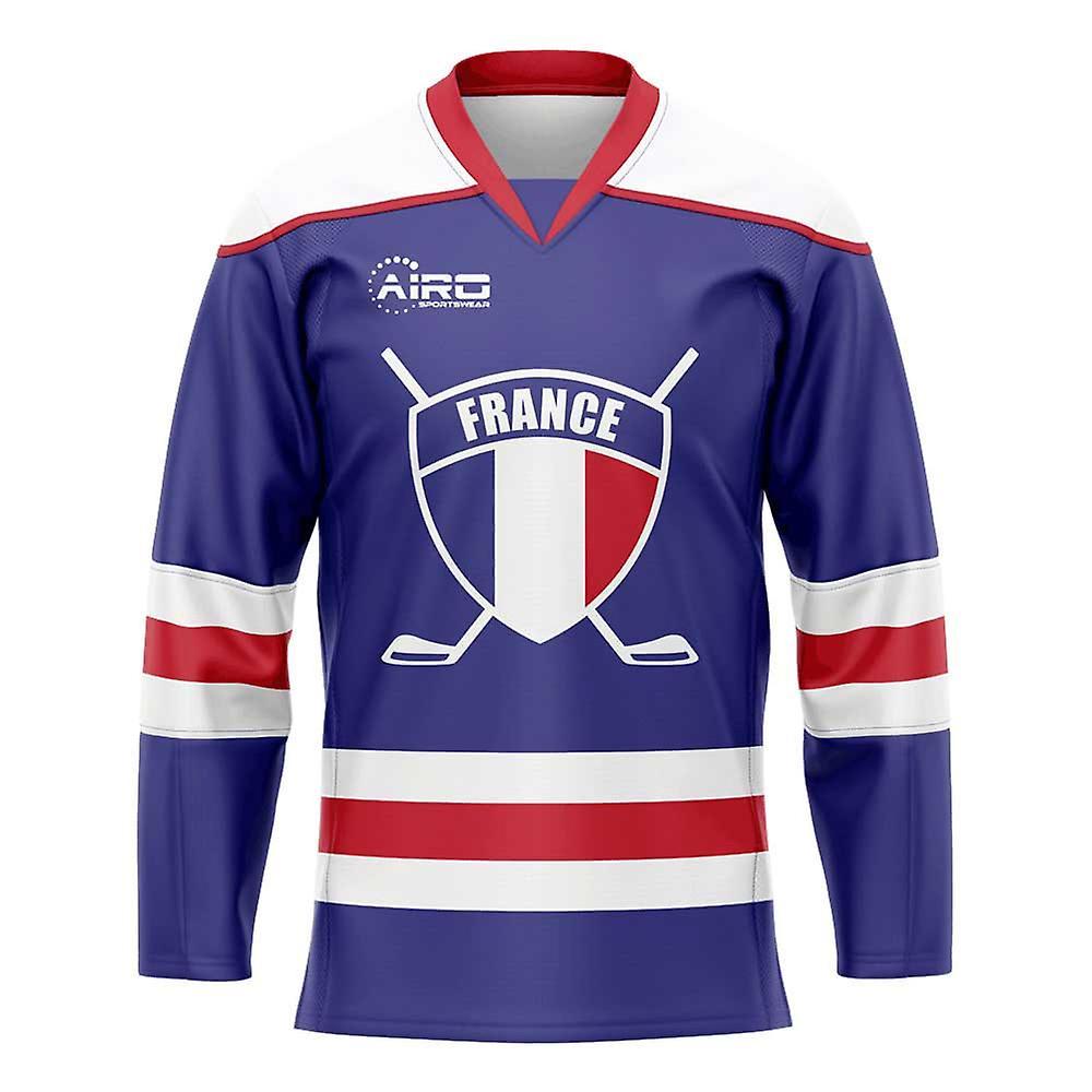 Airo Sportswear France Home Ice Hockey Shirt Blue Medium 38-40 inch Chest (96-104cm)