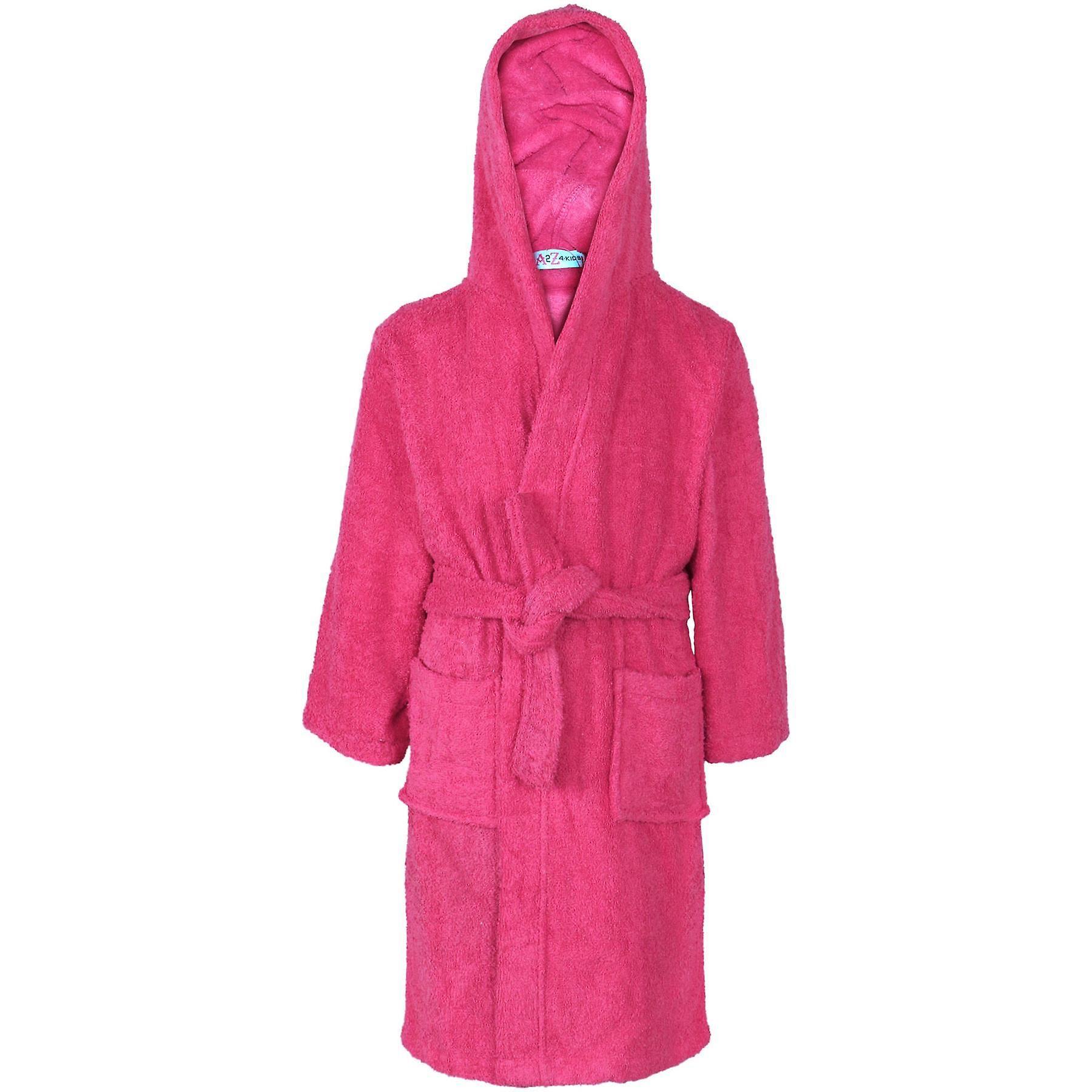 A2Z 4 Kids Kids Girls Boys Hooded Towel Bathrobe 100% Cotton Terry Towel Beach Bathing Robe Pink 11-12 Years