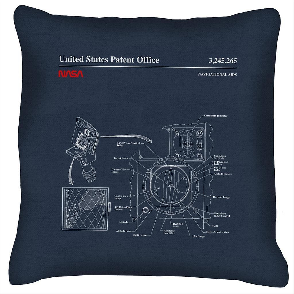 NASA Navigational Aids Blueprint Cushion Navy Blue 40 x 40cm