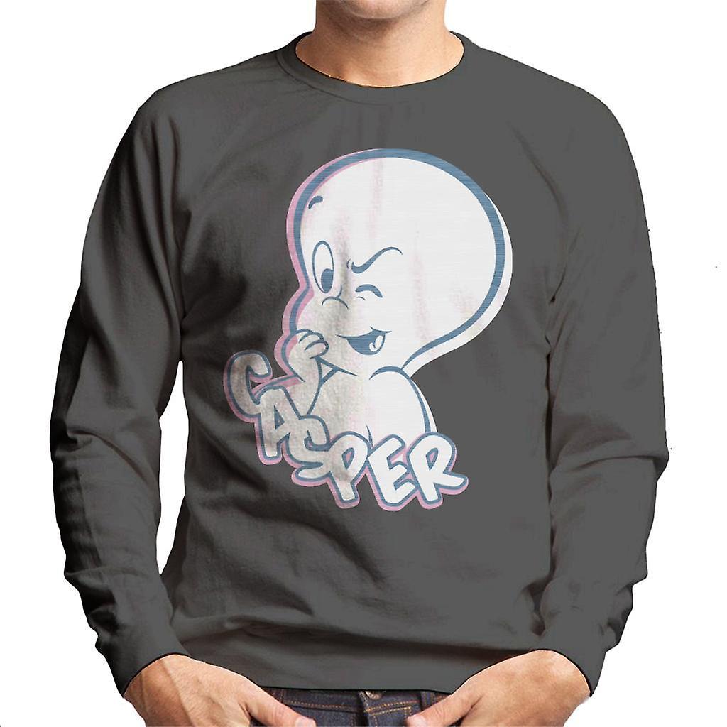 Casper The Friendly Ghost Winking Face Men's Sweatshirt Charcoal Medium