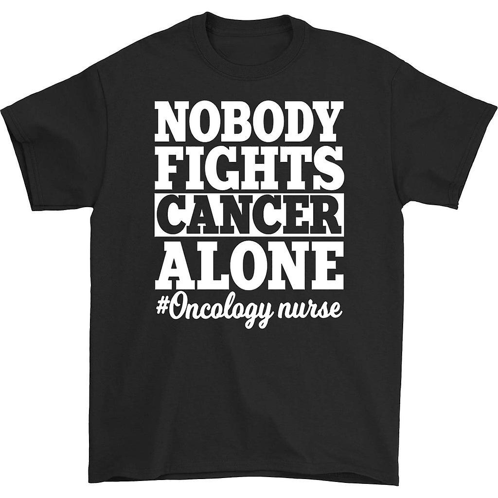 HISHARK Nobody fights cancer alone t-shirt Black M