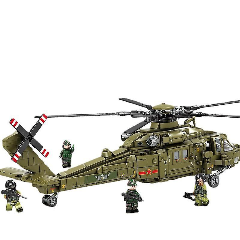 Quikhome Military Armed Helicopter Model Bricks Assembly Building Block Toys