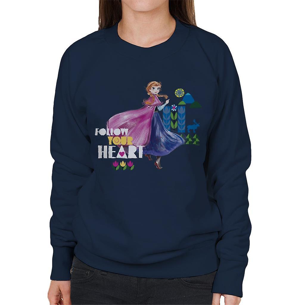 Disney Frozen Anna Follow Your Heart Women's Sweatshirt Navy Blue Large