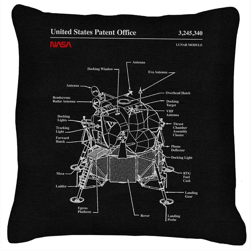 NASA Lunar Module Blueprint Cushion Black 40 x 40cm