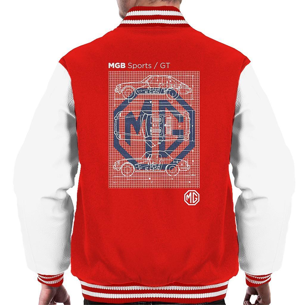 MG B Sports GT British Motor Heritage Men's Varsity Jacket Red/White Small