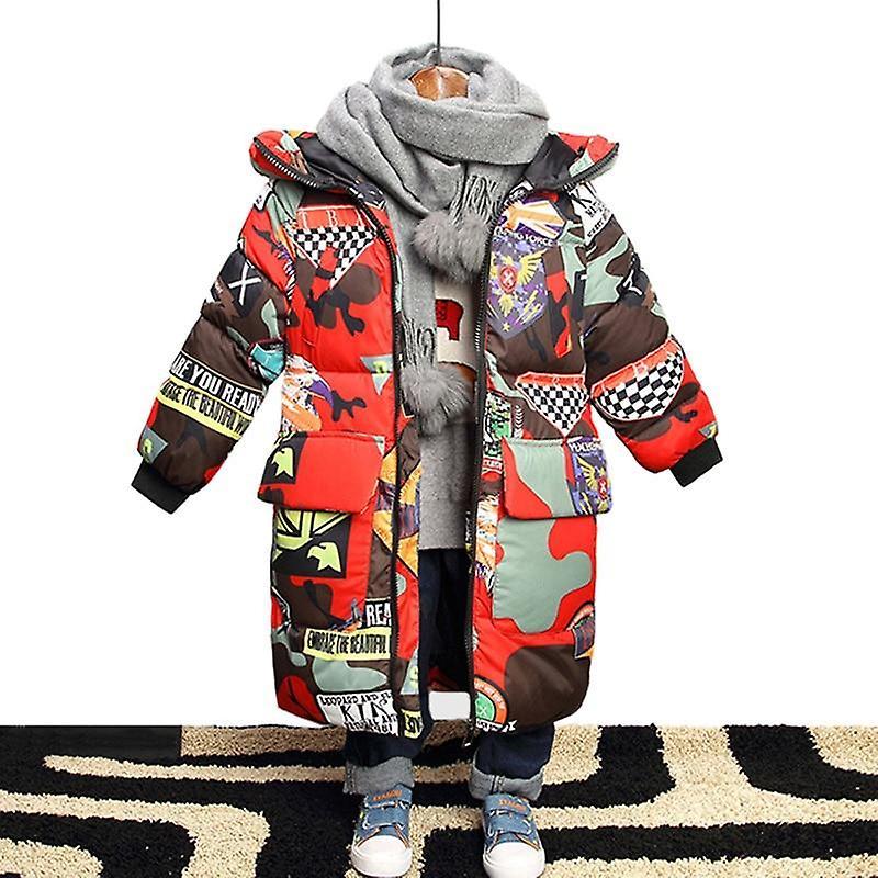 Slowmoose Winter Camouflage Hooded Jacket Red 7T