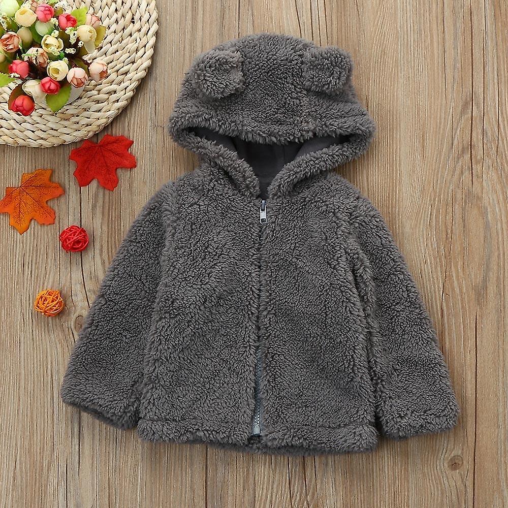 Slowmoose Fur Hoodie Solid Winter Warm Jacket For Babies 12M