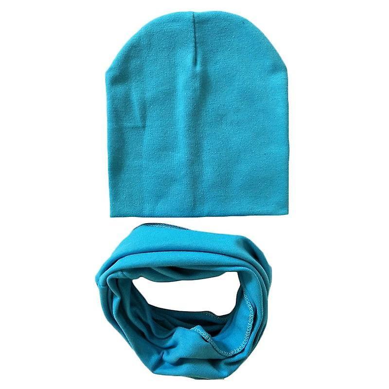 Slowmoose Winter Spring Baby Hat Scarf Set- Cotton Baby Cap Star Print Kids Hats, Newborn blue