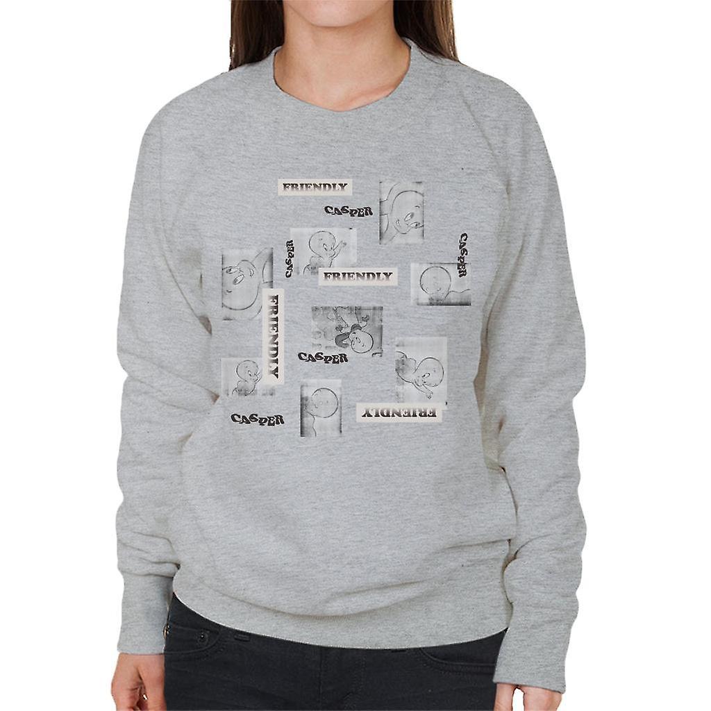 Casper The Friendly Ghost Cartoon Frame Montage Women's Sweatshirt Heather Grey X-Large