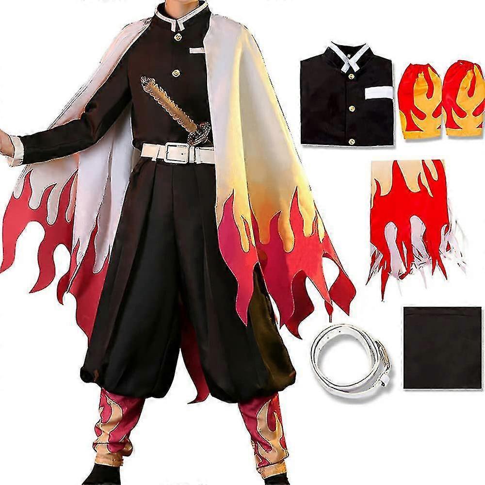 Tigernu halloween christmas Halloween Party Demon Slayer Rengoku Kyoujurou Cosplay Party Costume Outfits Anime Set Gifts One Size - Wig