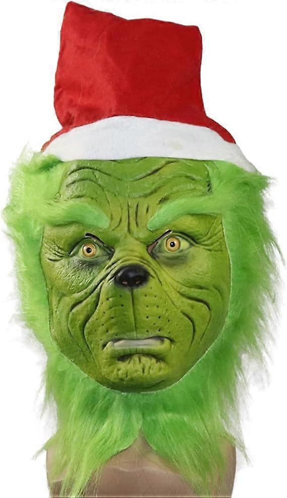 Heyone Christmas Mask Deluxe Latex Comedy Movie Halloween Party Props Green (mask)