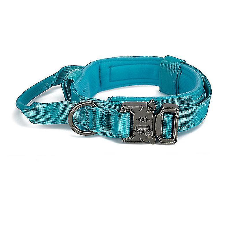 Tianzun Tactical Dog Collar Nylon Adjustable Collar Military Dog Collar Heavy Duty Metal Buckle With Handle BLUE M