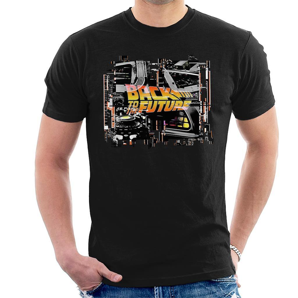 Back to the Future Delorean Montage Men's T-Shirt Black Medium