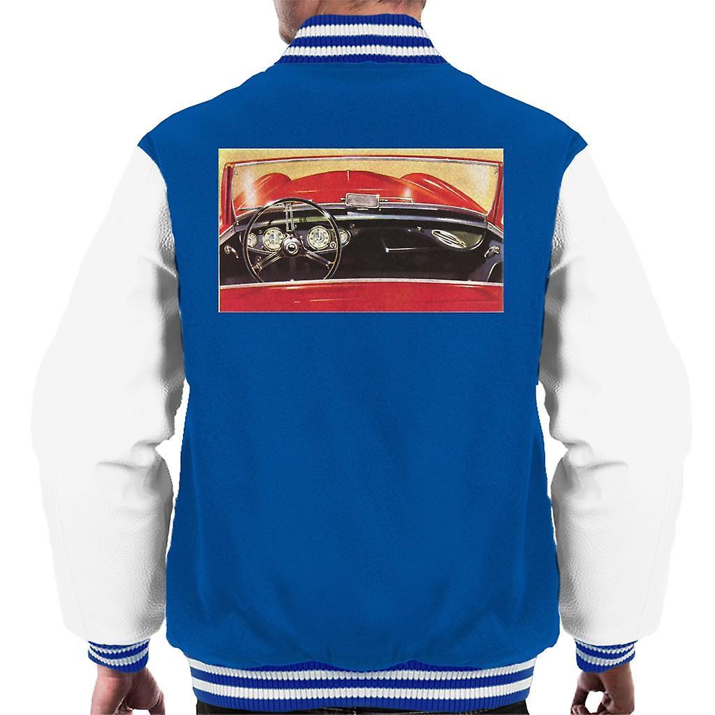 Austin Healey Drivers Seat British Motor Heritage Men's Varsity Jacket Royal/White Large