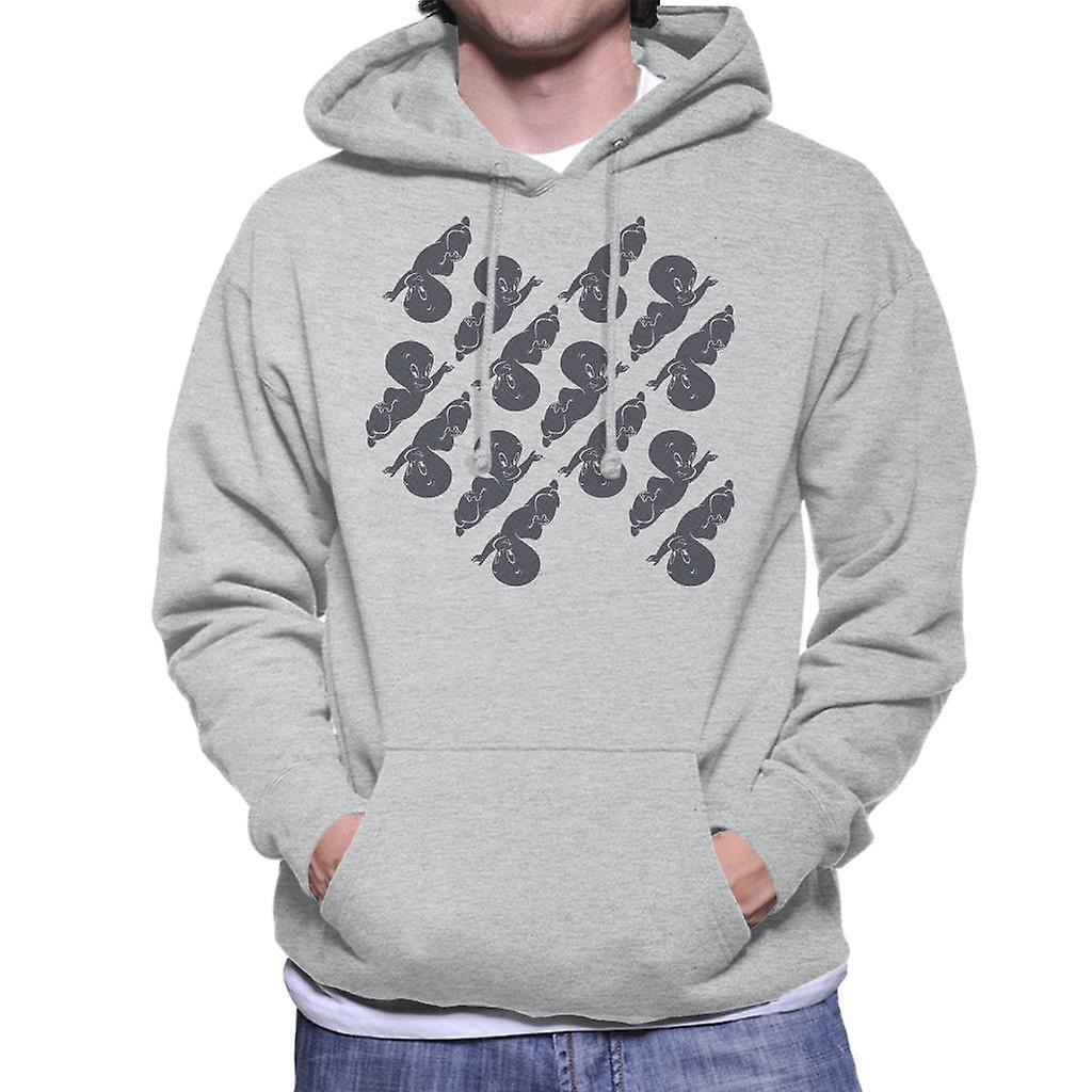 Casper The Friendly Ghost Flying Pattern Men's Hooded Sweatshirt Heather Grey XX-Large