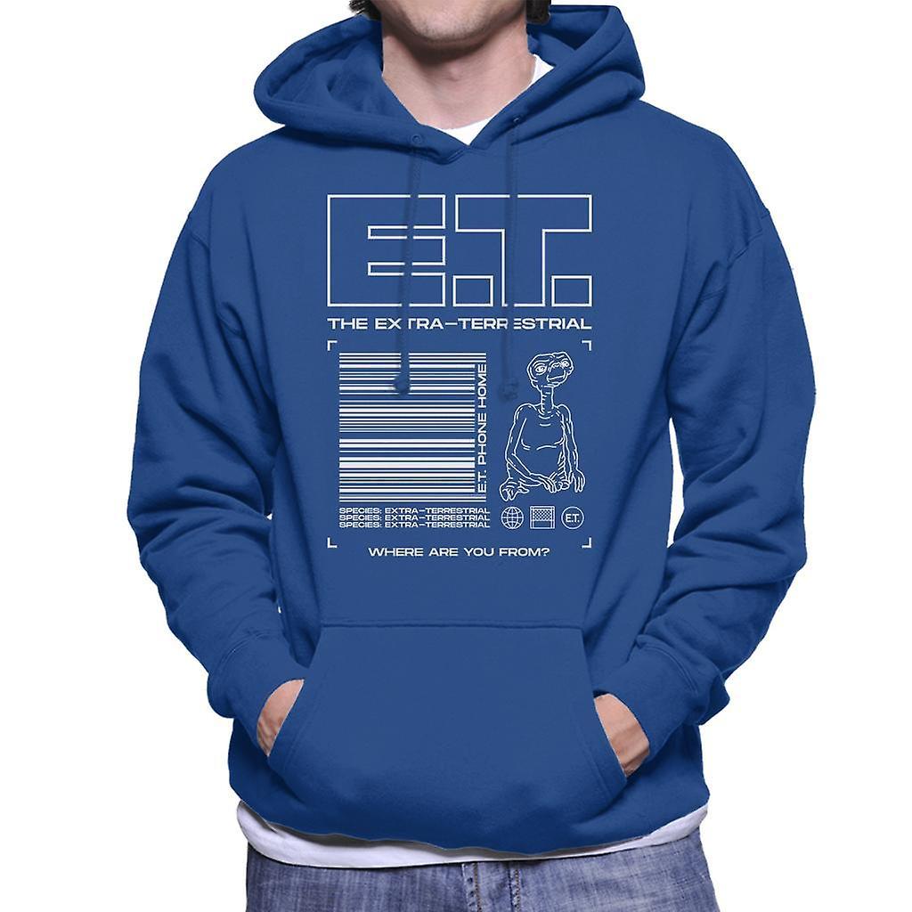 E.T. E.T. The Extra Terrestrial Where Are You From Men's Hooded Sweatshirt Royal Blue XX-Large