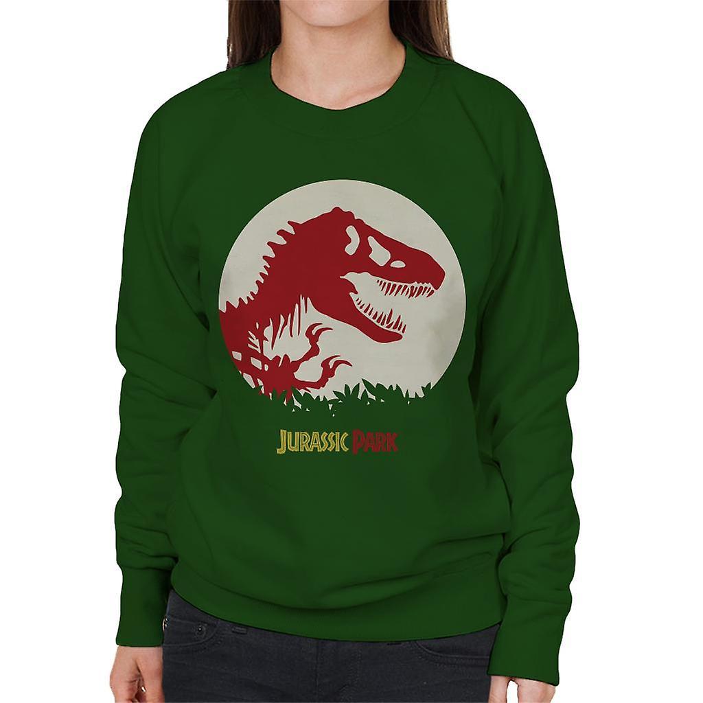 Jurassic Park T Rex Red Skeleton Icon Women's Sweatshirt Bottle Green Large