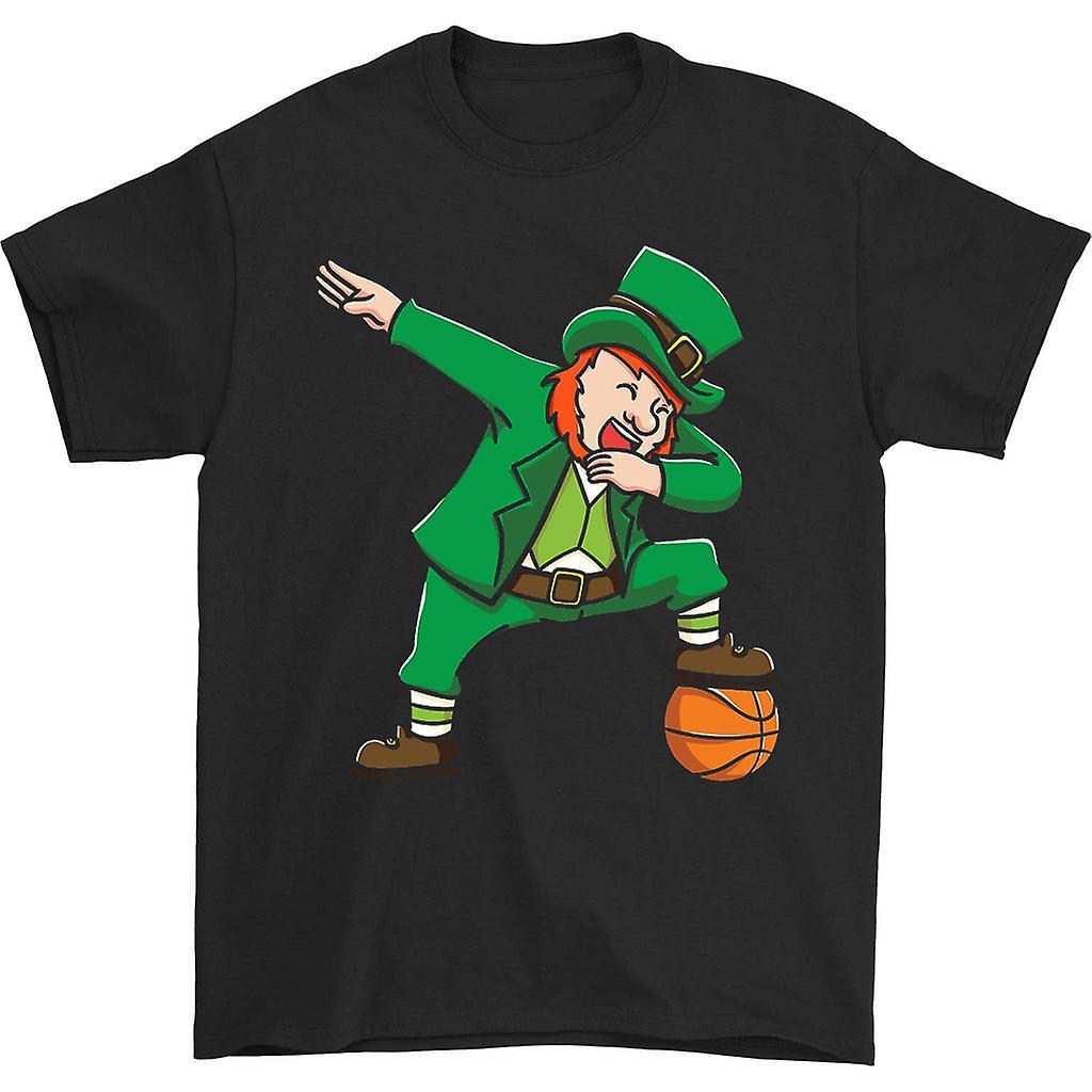 HISHARK Dabbing leprechaun basketball t-shirt Black S