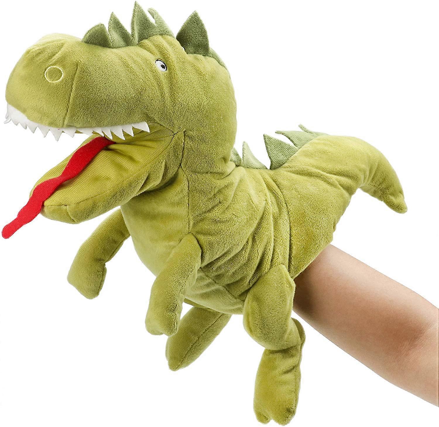 Tinor Plush Dinosaur Hand Puppet with Open Movable Mouth, Interactive Toy for Imagining Play, Role Play, Storytelling Teaching Puppet Theater, 13"