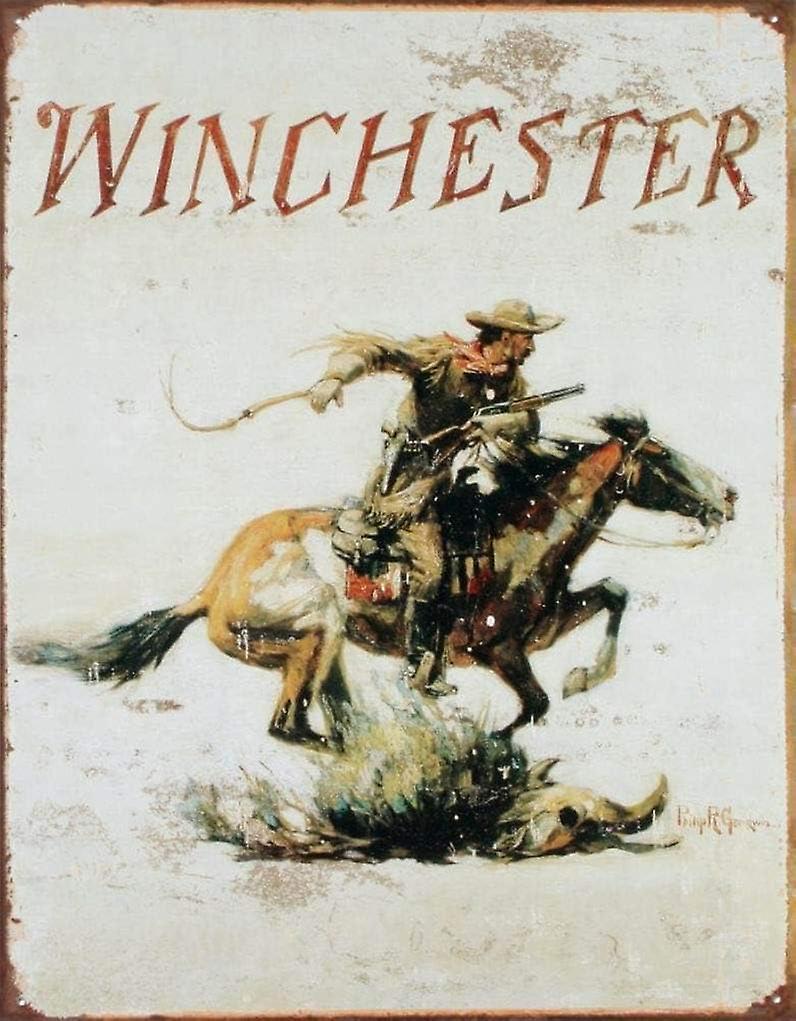 LINCMAN Winchester Arms Horse And Cowboy Wall Decor Retro Vintage 12x16 Tin Metal Sign Man Cave