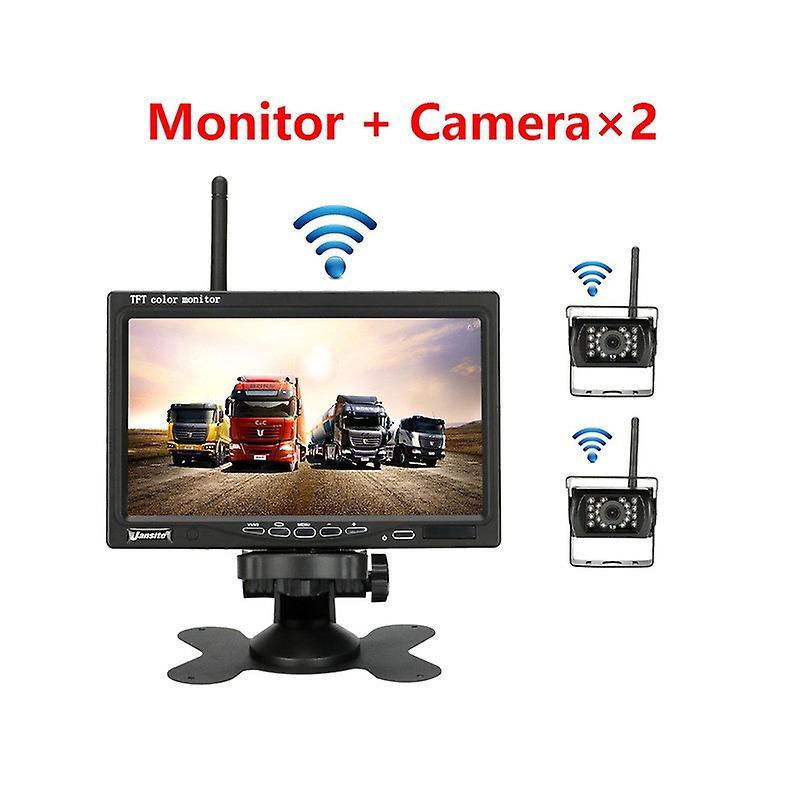 Heedy Vehicle Wireless Reverse Camera 7 Inch Lcd Monitor For Trucks Bus Rv Trailer Excavator Car Monitor 12v-24v Rear View Camera With Two Camera