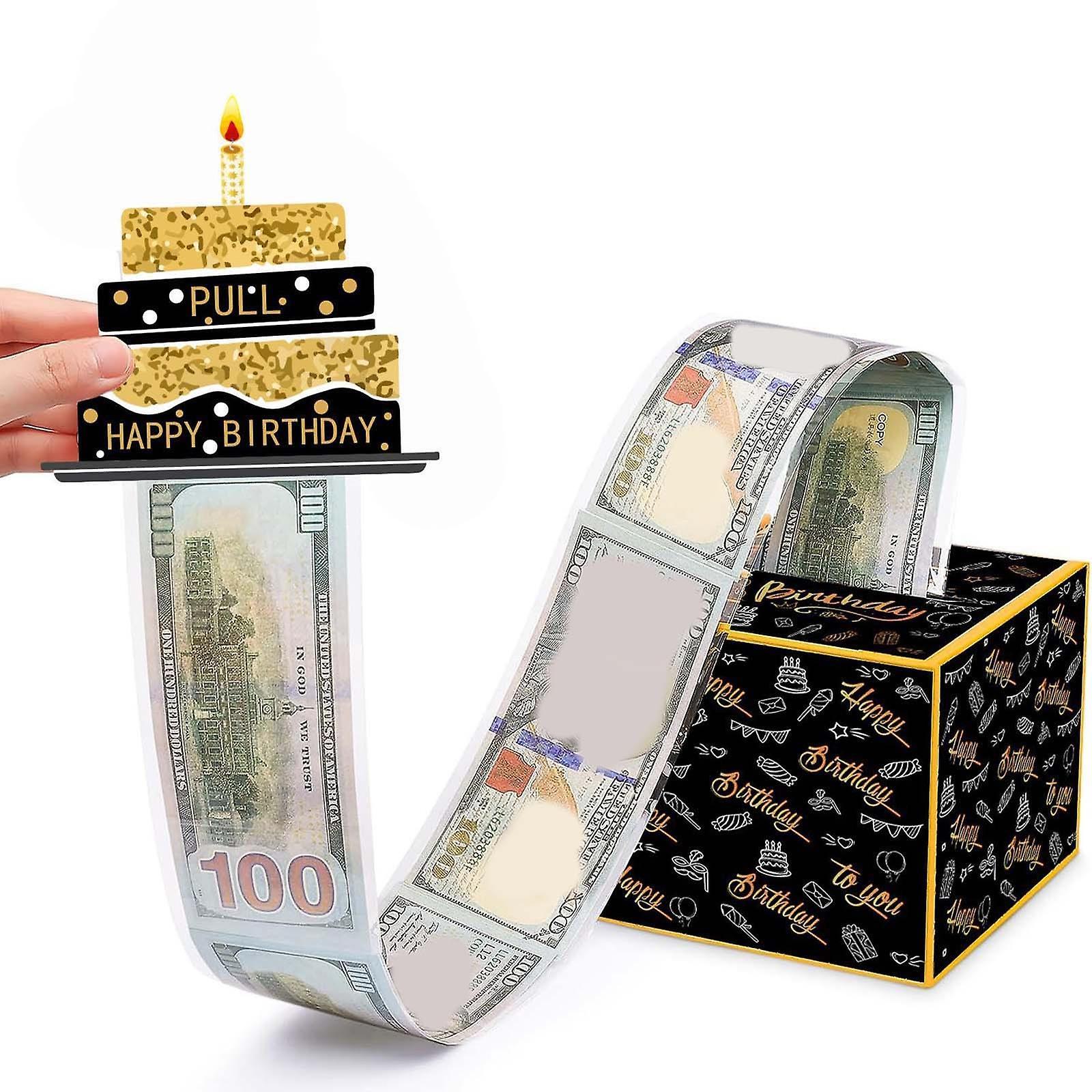 Flye Happy Birthday Money Box Cash Gift Pull Cash Gift Box Cash Gift Black Money Clip Cash Pull Out Card DIY Set Surprise Birthday Gift Box 242323