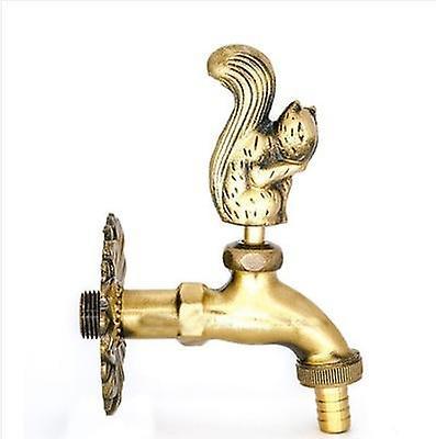 Slowmoose Outdoor Decorative Garden Faucet Animal Shape Bibcock Antique Brass Tap antique squirrel