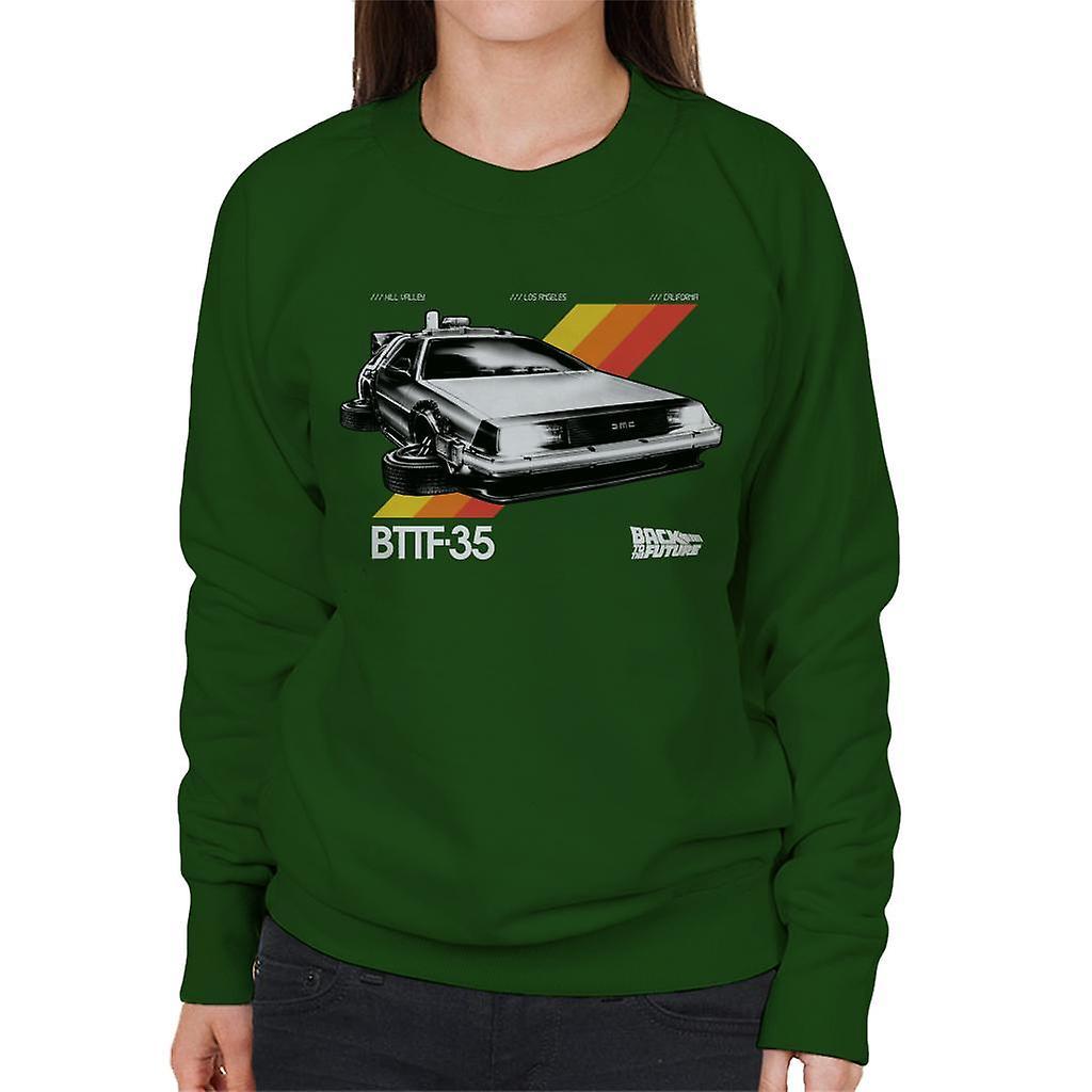 Back to the Future 35th Anniversary Delorean Women's Sweatshirt Bottle Green Large