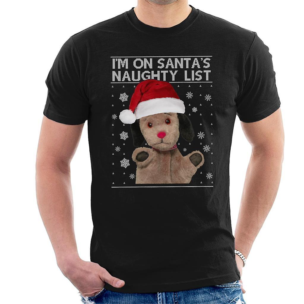 Sooty Christmas Sweep Im On Santas Naughty List Men's T-Shirt Black Small