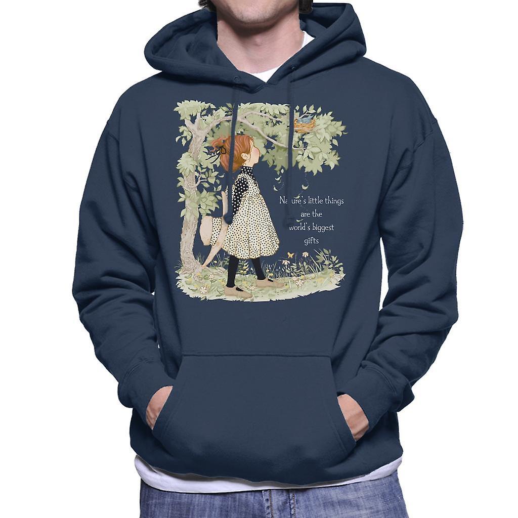 Holly Hobbie Natures Little Things Light Text Men's Hooded Sweatshirt Navy Blue Small