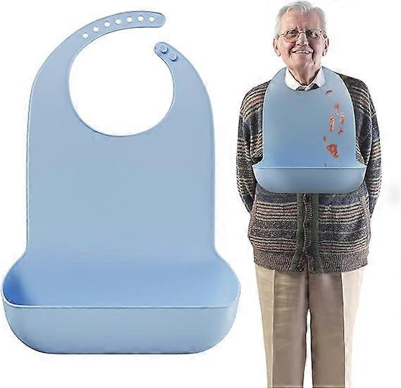 Unbrand Washable Silicone Adult Bibs For Elderly, Adjustable Silicone Adult Bib, Waterproof Bib For Elderly With Crumb Catcher, Feeding Bibs For El..