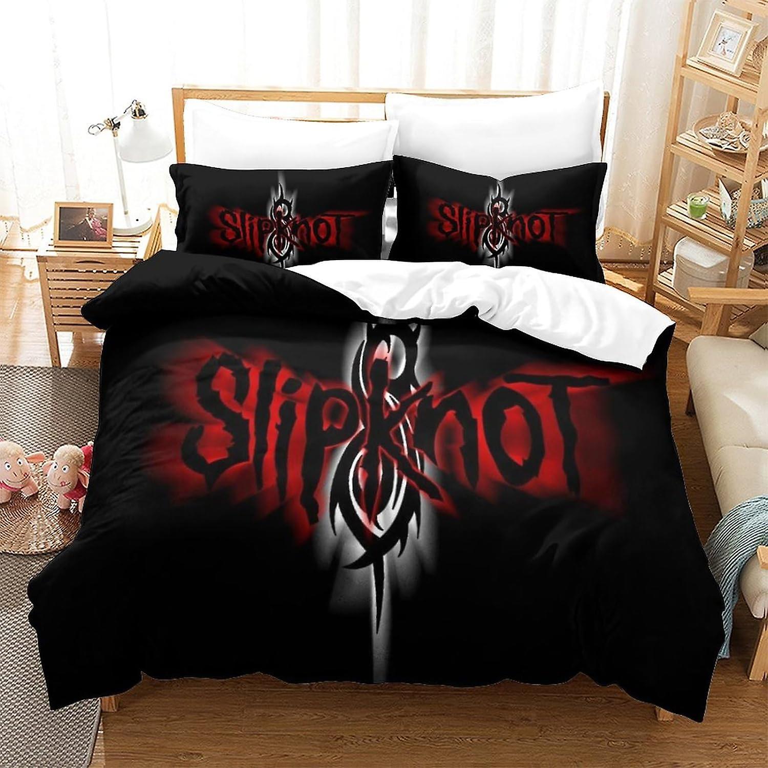 Kerota Slipknot Duvet Cover 3D Rock Band Bedding Set Girls Boys Kids Quilt Cover 3 Pcs Microfiber Soft Bedding Quilt Cover Double200x200cm