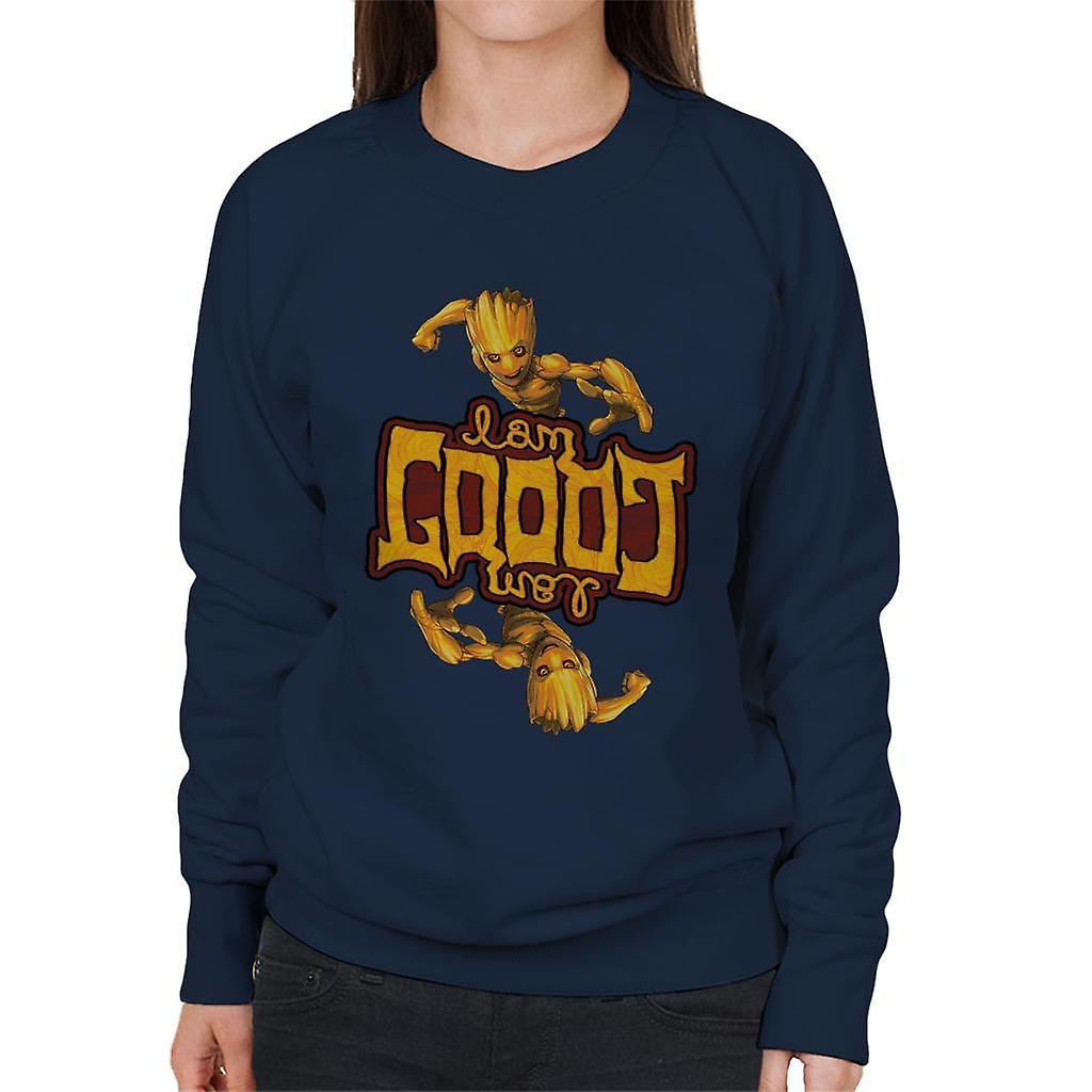 Marvel Guardians Of The Galaxy I Am Groot Symmetry Women's Sweatshirt Navy Blue Medium