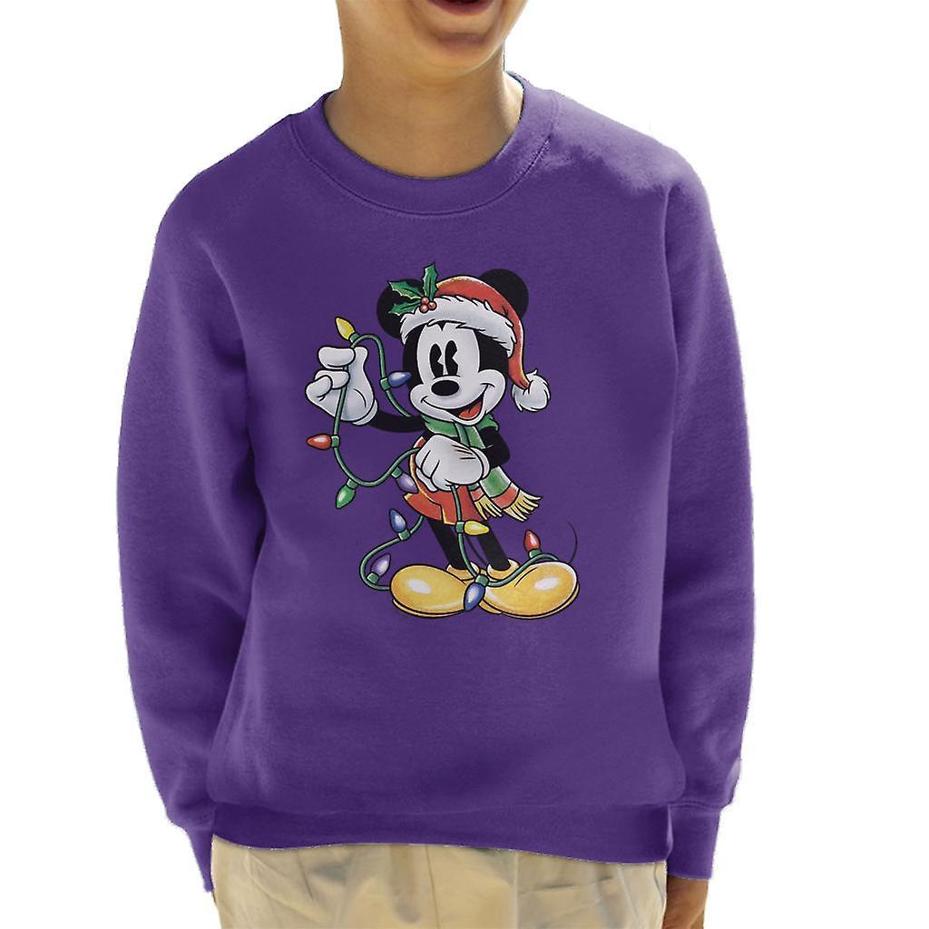 Disney Christmas Mickey Mouse Holding Xmas Lights Kid's Sweatshirt Purple X-Large (12-13 yrs)