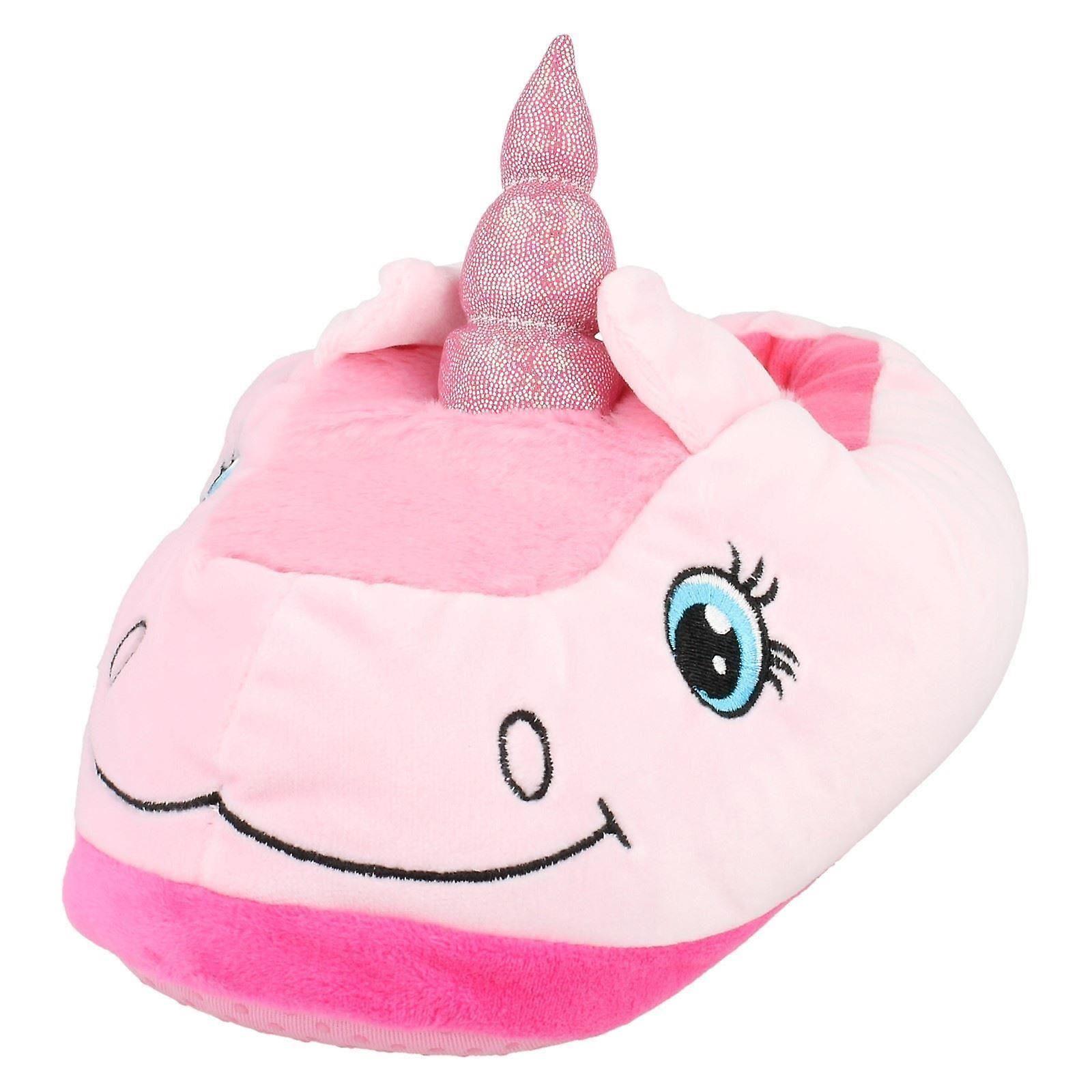 Ladies Spot On Unicorn Novelty Slippers X2090 Pink UK 7-8