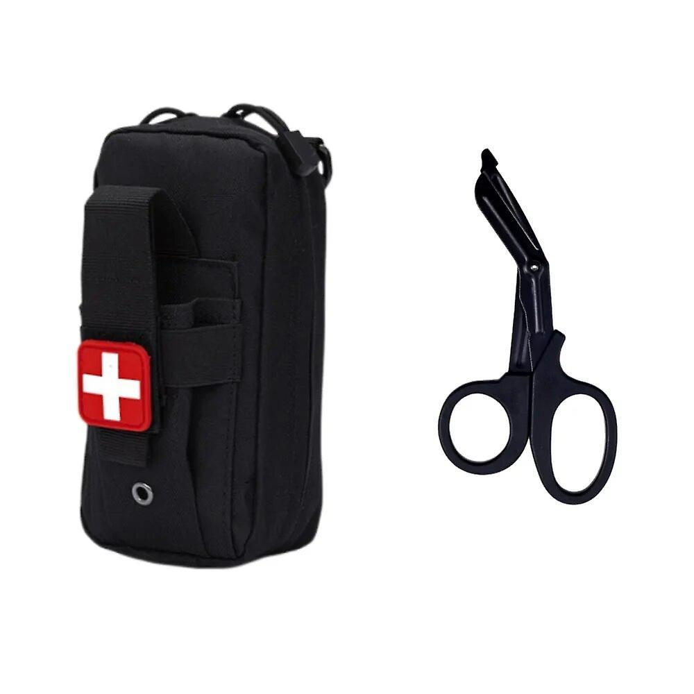 Jhshop Tactical Molle Medical EDC Pouch EMT Emergency Bandage Tourniquet Scissors IFAK Pouch First Aid Kit Survival Bag Military Pack Black set B