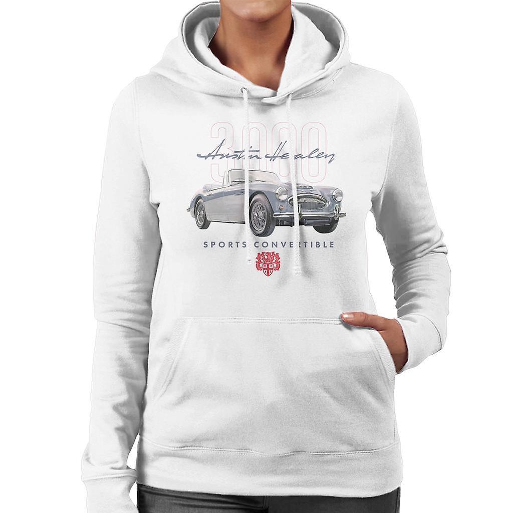 Austin Healey 3000 Convertible British Motor Heritage Women's Hooded Sweatshirt White Medium