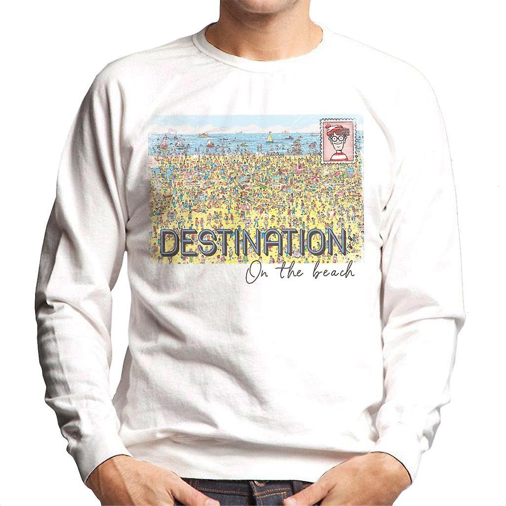 Wheres Wally Where's Wally Destination On The Beach Men's Sweatshirt White Large