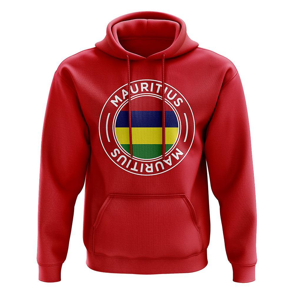 UKSoccerShop Mauritius Football Badge Hoodie (Red) MW