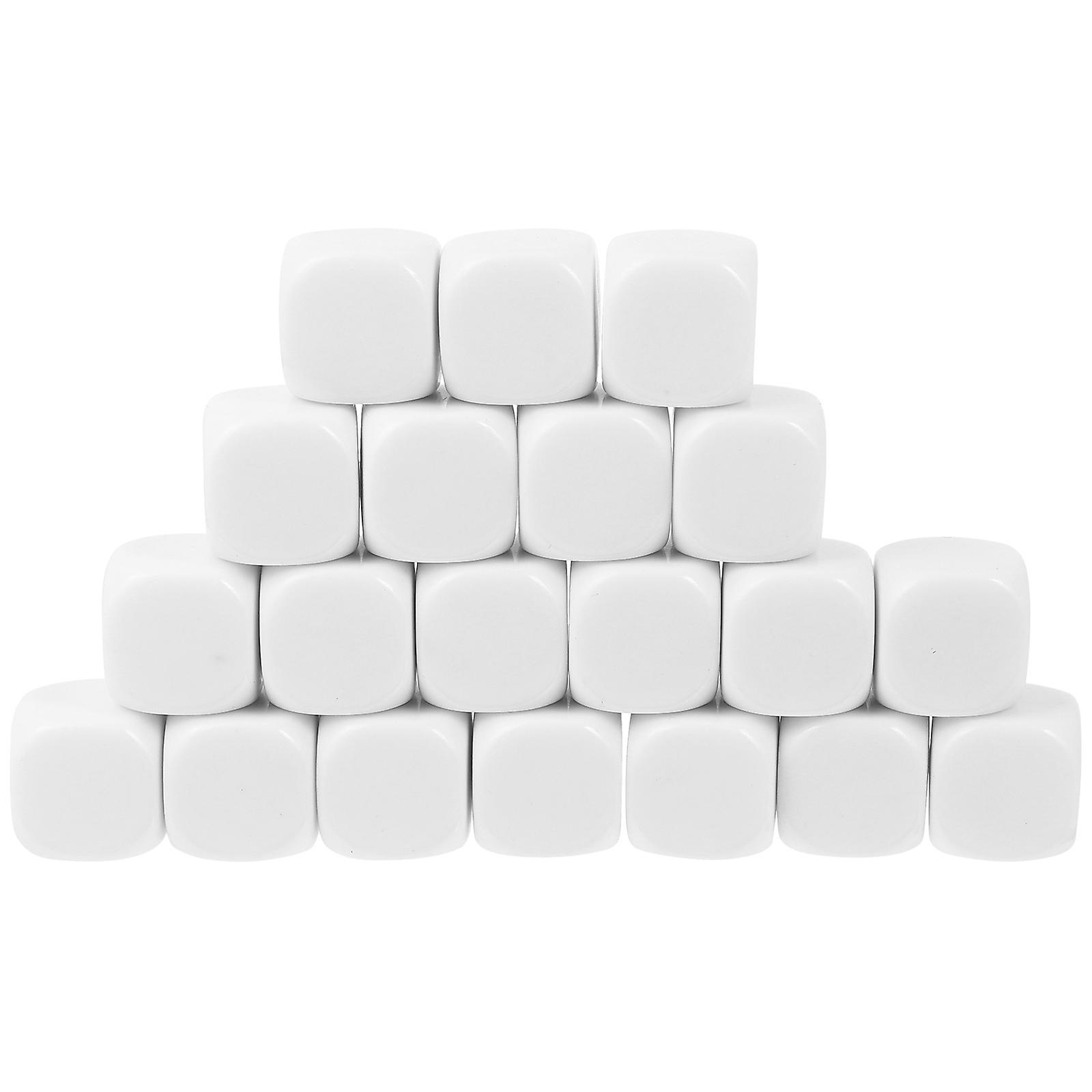 Tinksky 20 Pcs Blank Dice Rounded Corner Dices D6 Dice Cubes DIY Dice Game Accessories Writable Dices Six-sided Dices White 1.7X1.7X1.7CM