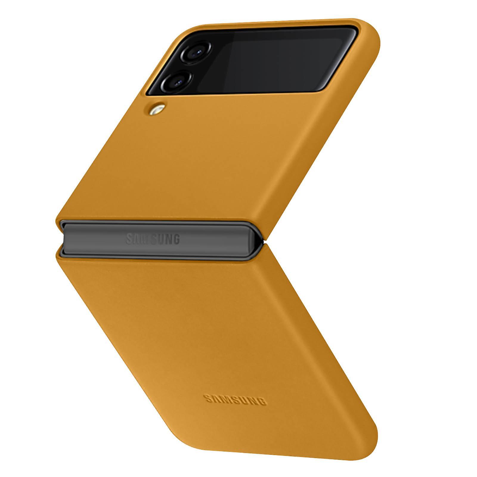 Case for Samsung Z Flip 3 5G Ultra-thin and soft Samsung leather case yellow