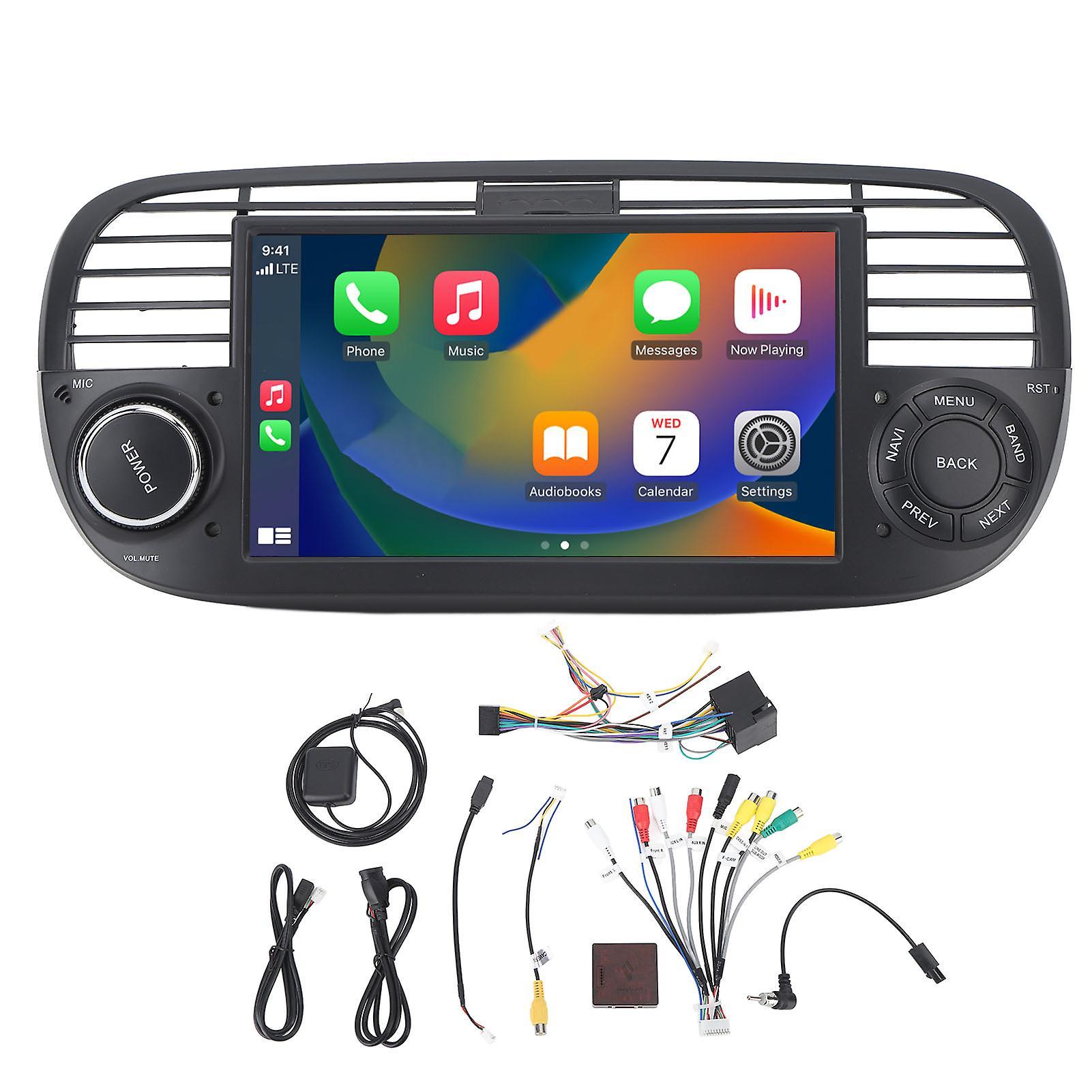 Favrison 7in Car Stereo Hd Touch Screen Wireless Carplay Gps Navigation Player Replacement For Fiat 500 2007 To 2015