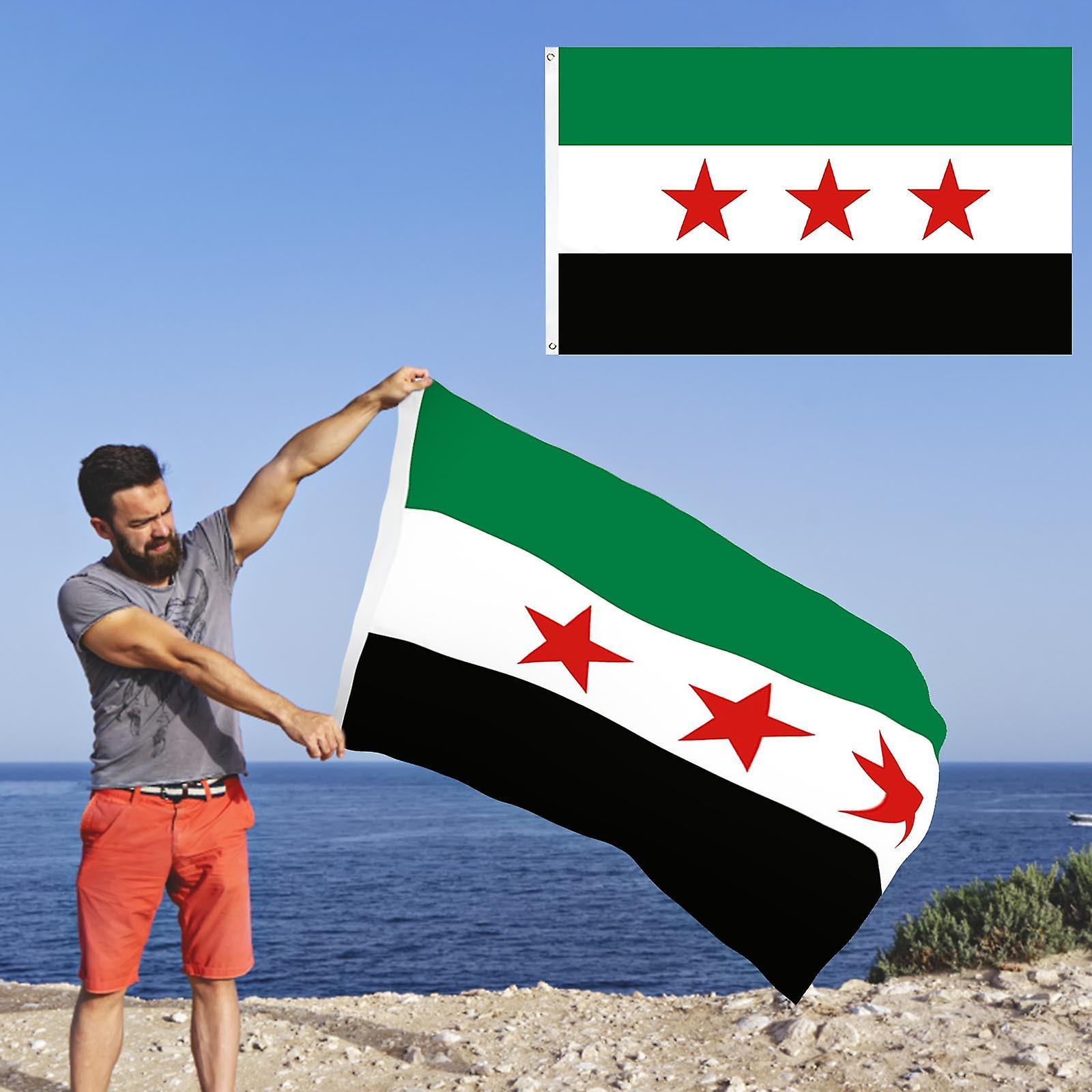 Congjing 90*150cm/3FT*5Ft/59*35IN Syrian Flag Syrian Flag With Brass Grommets And Double Stitched Edges I