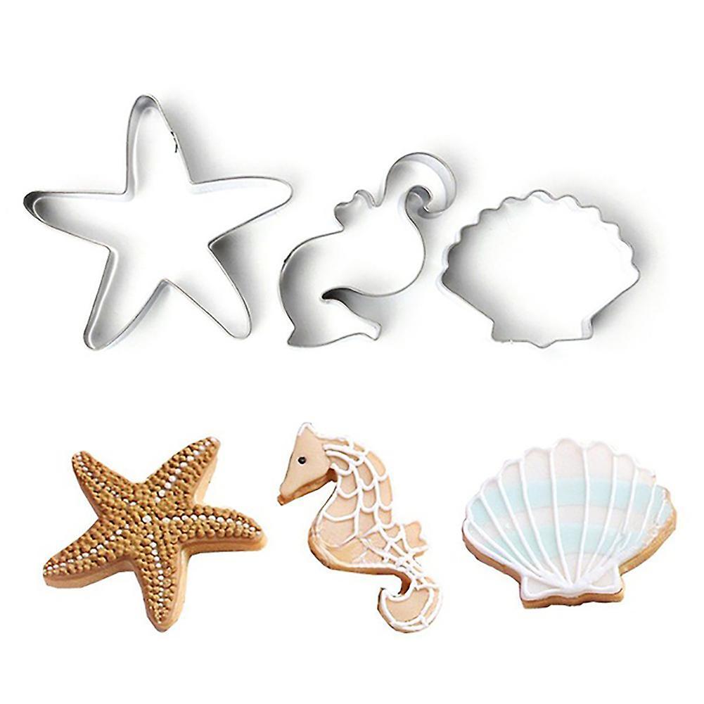 Reheyre Cute Seahorse Shell Starfish Stainless Steel Baking Tool DIY Mold Cookie Cutter Silver