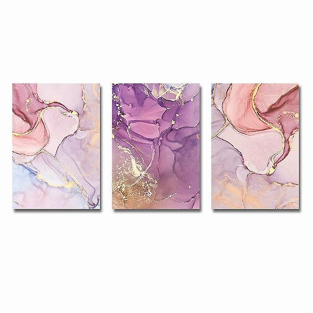 Slowmoose Colorful Golden Poster - Modern Abstract Canvas Painting Wall Art 50x70cm No Frame / 3PCS-2