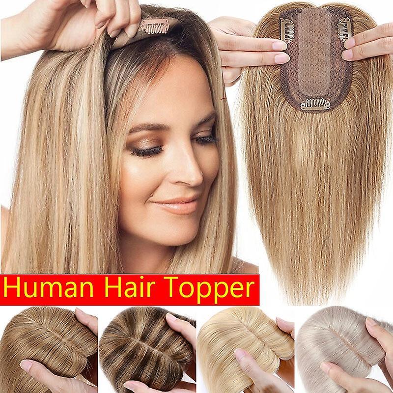 Sego Clip In Human Hair Toppers Straight Hair For Woman black 16inch